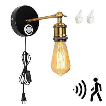 Amazon.co.jp : STGGTS コード付き壁掛け照明 電球付属 賃貸対応